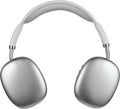 wireless over-ear headphones in silver color with comfortable ear cups and adjustable headband