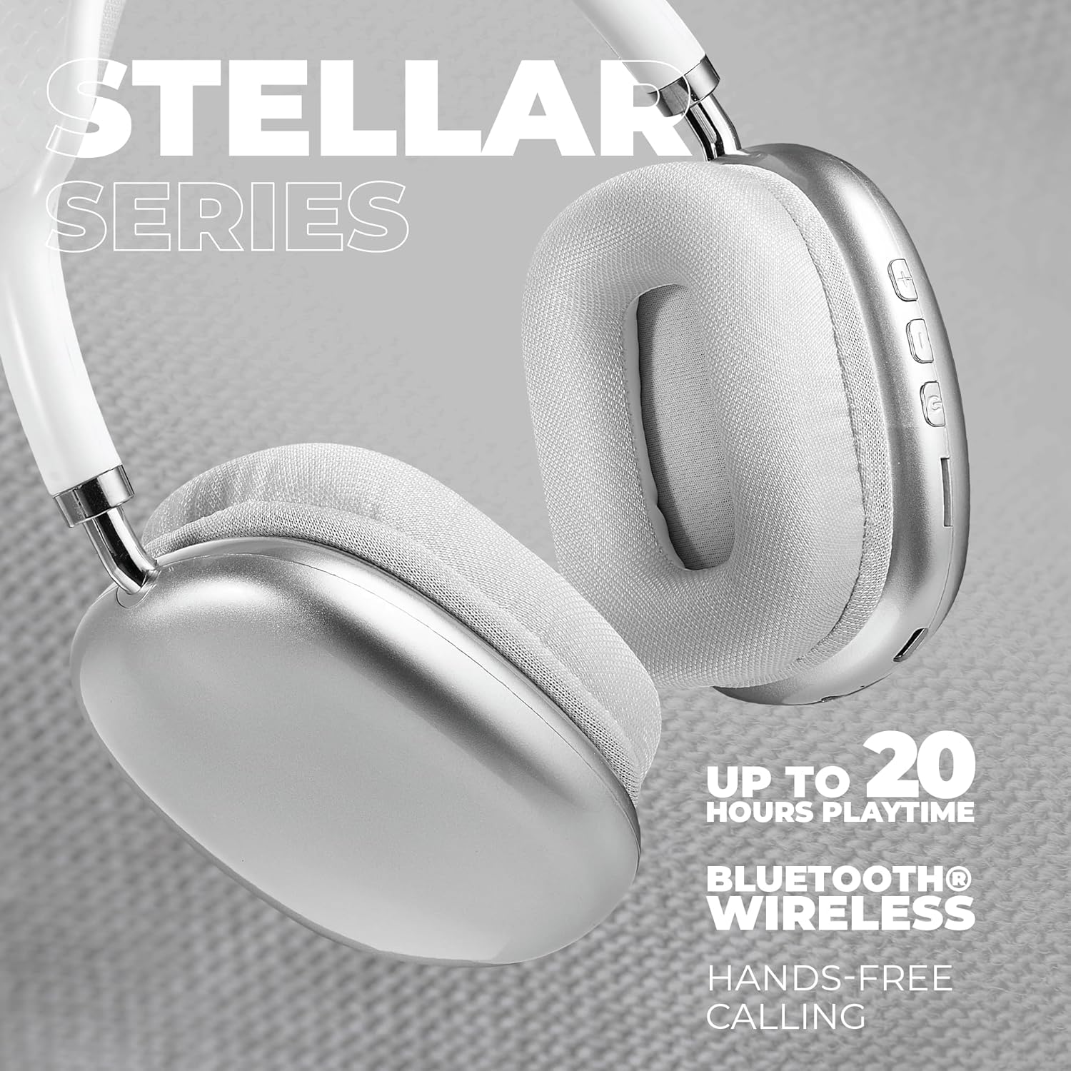 Wireless over-ear headphones from Stellar Series with Bluetooth connectivity and 20 hours playtime.