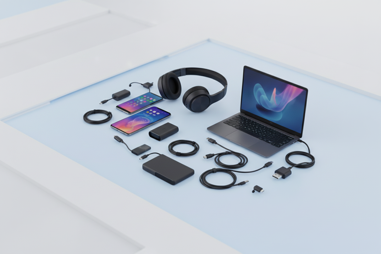 Electronic devices laid out